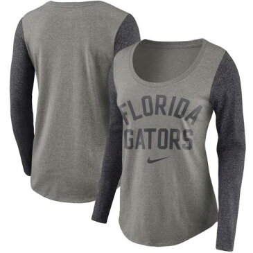 ナイキ NIKE フロリダ レディース スリーブ Tシャツ チャコール WOMEN'S 【 SLEEVE NIKE FLORIDA GATORS ELEVATED ESSENTIALS LONG TRIBLEND TSHIRT HEATHERED CHARCOAL 】 レディースファッション トップス Tシャツ カ