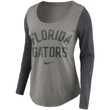 ナイキ NIKE フロリダ レディース スリーブ Tシャツ チャコール WOMEN'S 【 SLEEVE NIKE FLORIDA GATORS ELEVATED ESSENTIALS LONG TRIBLEND TSHIRT HEATHERED CHARCOAL 】 レディースファッション トップス Tシャツ カ