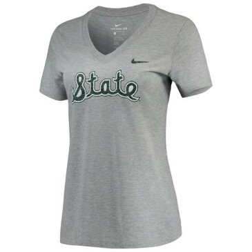 ナイキ NIKE ミシガン スケートボード レディース ブイネック Tシャツ 灰色 グレー グレイ WOMEN'S 【 STATE GRAY NIKE MICHIGAN SPARTANS VAULT TRIBLEND VNECK TSHIRT HEATHERED 】 レディースファッション トッ