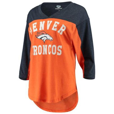 ハンズハイ HANDS HIGH ハイ デンバー ブロンコス レディース ゾーン Vネック Tシャツ 橙 オレンジ 紺色 ネイビー WOMEN'S 【 ZONE ORANGE HANDS HIGH IN THE 3 4SLEEVE VNECK TSHIRT NAVY 】 レディースファッシ