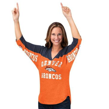 ハンズハイ HANDS HIGH ハイ デンバー ブロンコス レディース ゾーン Vネック Tシャツ 橙 オレンジ 紺色 ネイビー WOMEN'S 【 ZONE ORANGE HANDS HIGH IN THE 3 4SLEEVE VNECK TSHIRT NAVY 】 レディースファッシ