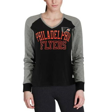 アディダス ADIDAS フィラデルフィア フライヤーズ レディース スリーブ Tシャツ 黒色 ブラック WOMEN'S 長袖 【 SLEEVE ADIDAS CONTRAST TSHIRT BLACK 】 レディースファッション トップス Tシャツ カ
