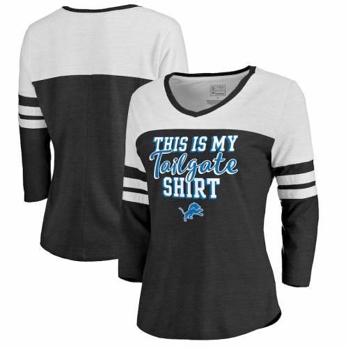 NFL PRO LINE BY FANATICS BRANDED プロ デトロイト ライオンズ レディース エア Tシャツ 黒 ブラック WOMEN'S 【 NFL AIR BLACK PRO LINE BY FANATICS BRANDED DETROIT LIONS COLOR BLOCK TRIBLEND 3 4SLEEVE TSHIRT 】 レディー