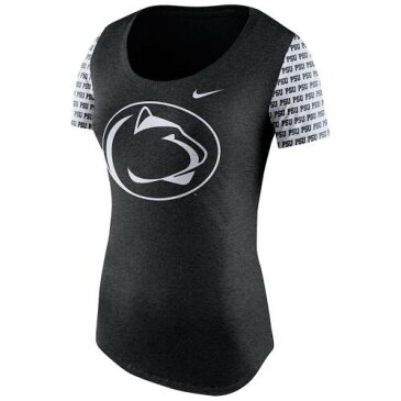 ナイキ NIKE スケートボード ライオンズ レディース Tシャツ 黒 ブラック WOMEN'S 【 STATE BLACK NIKE PENN NITTANY LIONS FIRST STRING TRIBLEND TSHIRT HEATHERED 】 レディースファッション トップス Tシャツ カ