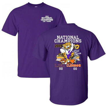 BAYOU APPAREL タイガース カレッジ Tシャツ 紫 パープル メンズファッション トップス カットソー メンズ 【 Lsu Tigers College Football Playoff 2019 National Champions Score T-shirt - Purple 】 Purple