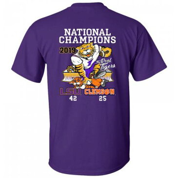 BAYOU APPAREL タイガース カレッジ Tシャツ 紫 パープル メンズファッション トップス カットソー メンズ 【 Lsu Tigers College Football Playoff 2019 National Champions Score T-shirt - Purple 】 Purple