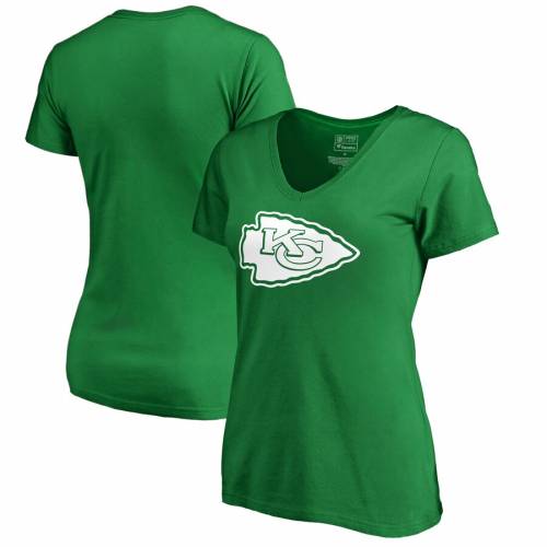 NFL PRO LINE BY FANATICS BRANDED プロ カンザス シティ チーフス レディース 白 ホワイト ロゴ ブイネック Tシャツ 緑 グリーン WOMEN'S ST. PATRICK'S 【 NFL WHITE GREEN PRO LINE BY FANATICS BRANDED KANSAS CITY CHIEF