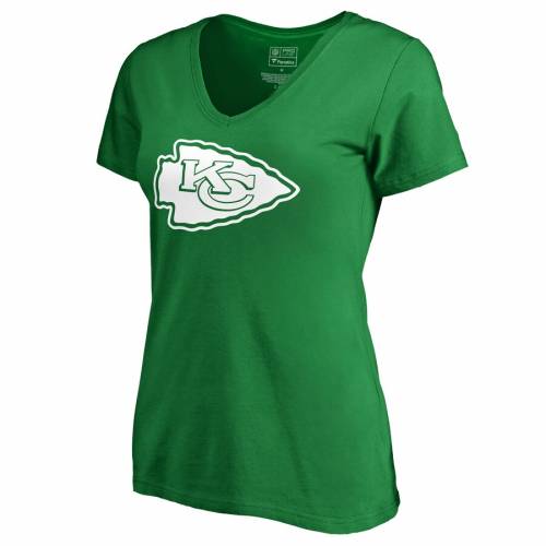 NFL PRO LINE BY FANATICS BRANDED プロ カンザス シティ チーフス レディース 白 ホワイト ロゴ ブイネック Tシャツ 緑 グリーン WOMEN'S ST. PATRICK'S 【 NFL WHITE GREEN PRO LINE BY FANATICS BRANDED KANSAS CITY CHIEF