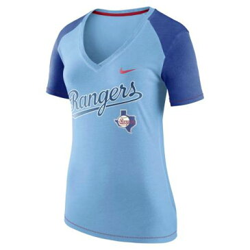 ナイキ NIKE テキサス レンジャーズ レディース Tシャツ 青 ブルー WOMEN'S 【 BLUE NIKE TEXAS RANGERS V FAN TSHIRT LIGHT 】 レディースファッション トップス Tシャツ カットソー