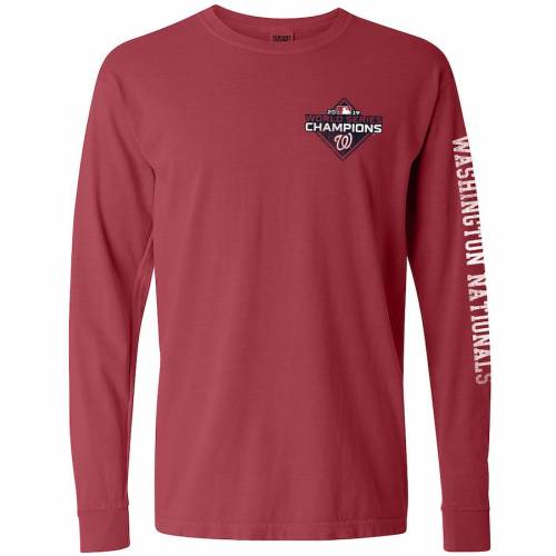 SOFT AS A GRAPE ワシントン ナショナルズ レディース シリーズ スリーブ Tシャツ 赤 レッド WOMEN'S 【 SLEEVE RED SOFT AS A GRAPE WASHINGTON NATIONALS 2019 WORLD SERIES CHAMPIONS PIGMENT DYE COMFORT COLOR LONG TSHIRT 】