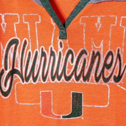 ニューエラ 5TH & OCEAN BY NEW ERA エラ マイアミ ハリケーンズ レディース ストライプ Tシャツ 橙 オレンジ & ニューエラ WOMEN'S 【 STRIPE ORANGE 5TH OCEAN BY SPLIT NECK 3 4SLEEVE TRIBLEND TSHIRT HEATHERED
