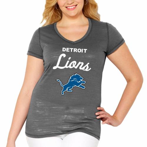 SOFT AS A GRAPE デトロイト ライオンズ レディース スクリプト ブイネック Tシャツ チャコール WOMEN'S 【 SOFT AS A GRAPE DETROIT LIONS PLUS SIZE SCRIPT MULTICOUNT VNECK TSHIRT CHARCOAL 】 レディースファッシ