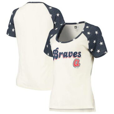 ニューエラ NEW ERA エラ アトランタ ブレーブス レディース ジャージー ラグラン Tシャツ クリーム 紺色 ネイビー ニューエラ WOMEN'S 【 BABY JERSEY STAR RAGLAN SCOOP NECK TSHIRT CREAM NAVY 】 レディー