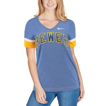 ナイキ NIKE ミルウォーキー ブルワーズ レディース ブイネック Tシャツ WOMEN'S 【 NIKE MILWAUKEE BREWERS MESH VNECK TSHIRT ROYAL 】 レディースファッション トップス Tシャツ カットソー