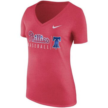 ナイキ NIKE フィラデルフィア フィリーズ レディース プラクティス ブイネック Tシャツ 赤 レッド WOMEN'S 【 RED NIKE PHILADELPHIA PHILLIES PRACTICE TRIBLEND VNECK TSHIRT 】 レディースファッション ト