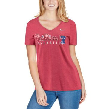 ナイキ NIKE フィラデルフィア フィリーズ レディース プラクティス ブイネック Tシャツ 赤 レッド WOMEN'S 【 RED NIKE PHILADELPHIA PHILLIES PRACTICE TRIBLEND VNECK TSHIRT 】 レディースファッション ト