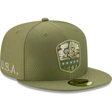 ニューエラ NEW ERA セインツ サイドライン オリーブ バッグ キャップ 帽子 メンズキャップ メンズ 【 New Orleans Saints 2019 Salute To Service Sideline 59fifty Fitted Hat - Olive 】 Olive