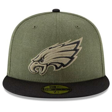 ニューエラ NEW ERA フィラデルフィア イーグルス サイドライン バッグ キャップ 帽子 メンズキャップ メンズ 【 Philadelphia Eagles 2018 Salute To Service Sideline 59fifty Fitted Hat - Olive/black 】 Olive/bla