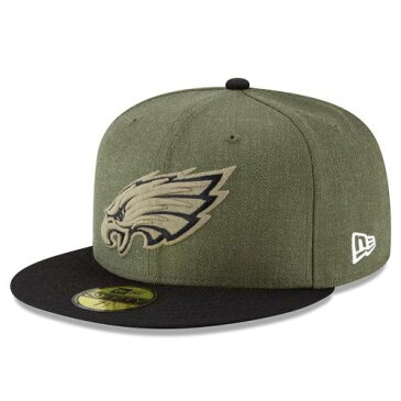 ニューエラ NEW ERA フィラデルフィア イーグルス サイドライン バッグ キャップ 帽子 メンズキャップ メンズ 【 Philadelphia Eagles 2018 Salute To Service Sideline 59fifty Fitted Hat - Olive/black 】 Olive/bla