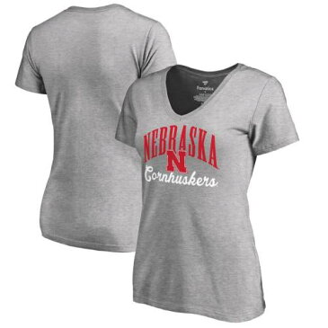 FANATICS BRANDED レディース ビクトリー スクリプト Tシャツ レディースファッション トップス カットソー 【 Nebraska Cornhuskers Womens Plus Sizes Victory Script T-shirt - Ash 】 Ash