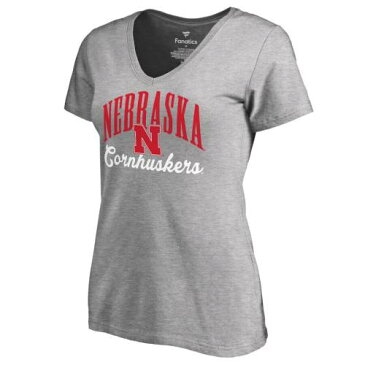 FANATICS BRANDED レディース ビクトリー スクリプト Tシャツ レディースファッション トップス カットソー 【 Nebraska Cornhuskers Womens Plus Sizes Victory Script T-shirt - Ash 】 Ash