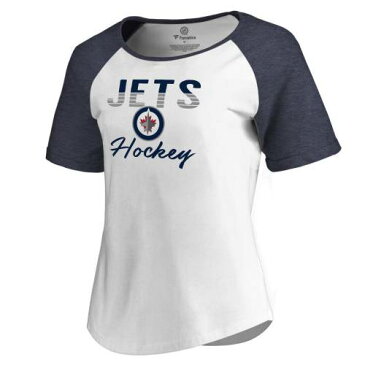 ファナティクス FANATICS BRANDED ウィニペグ ジェッツ レディース フリー ラグラン Tシャツ 白色 ホワイト 紺色 ネイビー WOMEN'S 【 FANATICS BRANDED FREE LINE RAGLAN SCOOP NECK TRIBLEND TSHIRT WHITE NAVY 】 レ
