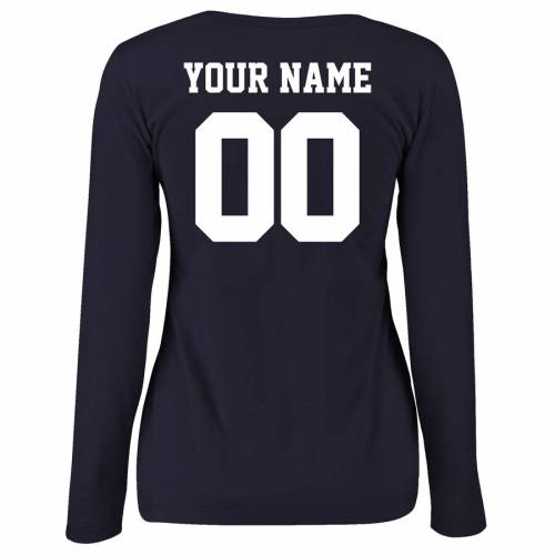 FANATICS BRANDED 立ブルドッグ レディース スリーブ Tシャツ 紺 ネイビー [CUSTOMIZED ITEM] WOMEN'S 【 SLEEVE NAVY FANATICS BRANDED YALE BULLDOGS PERSONALIZED FOOTBALL LONG TSHIRT 】 レディースファッション トップ