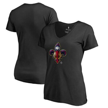 FANATICS BRANDED レディース ブイネック Tシャツ 黒 ブラック WOMEN'S 【 BLACK FANATICS BRANDED NEW ORLEANS PELICANS MIDNIGHT MASCOT VNECK TSHIRT 】 レディースファッション トップス Tシャツ カットソー