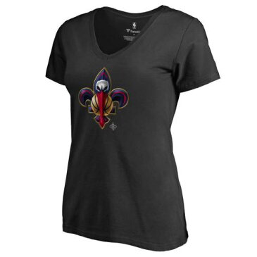 FANATICS BRANDED レディース ブイネック Tシャツ 黒 ブラック WOMEN'S 【 BLACK FANATICS BRANDED NEW ORLEANS PELICANS MIDNIGHT MASCOT VNECK TSHIRT 】 レディースファッション トップス Tシャツ カットソー