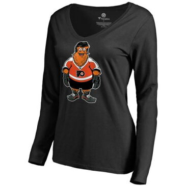 ファナティクス FANATICS BRANDED フィラデルフィア フライヤーズ レディース スリーブ Vネック Tシャツ 黒色 ブラック WOMEN'S 長袖 【 SLEEVE FANATICS BRANDED GRITTY VNECK TSHIRT BLACK 】