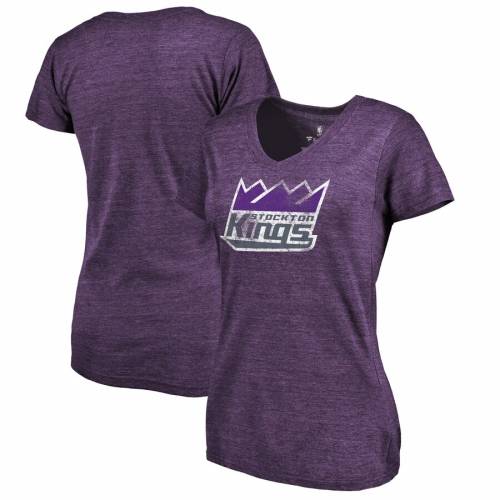 FANATICS BRANDED キングス レディース ブイネック Tシャツ 紫 パープル WOMEN'S 【 KINGS PURPLE FANATICS BRANDED STOCKTON DISTRESSED PRIMARY TRIBLEND VNECK TSHIRT 】 レディースファッション トップス Tシャツ カ