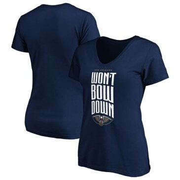 ファナティクス FANATICS BRANDED ペリカンズ レディース ダウン Vネック Tシャツ 紺色 ネイビー ニューオーリンズ WOMEN'S WON'T 【 FANATICS BRANDED BOW DOWN VNECK TSHIRT NAVY 】 レディースファッション