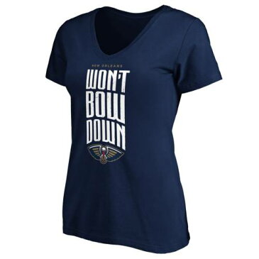 ファナティクス FANATICS BRANDED ペリカンズ レディース ダウン Vネック Tシャツ 紺色 ネイビー ニューオーリンズ WOMEN'S WON'T 【 FANATICS BRANDED BOW DOWN VNECK TSHIRT NAVY 】 レディースファッション