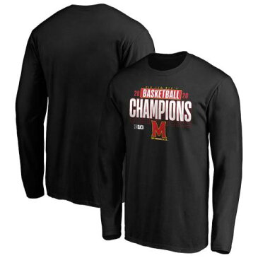 FANATICS BRANDED メリーランド メンズ バスケットボール スリーブ Tシャツ 黒 ブラック メンズファッション トップス カットソー 【 Maryland Terrapins 2020 Big Ten Mens Basketball Regular Season Champions Lo