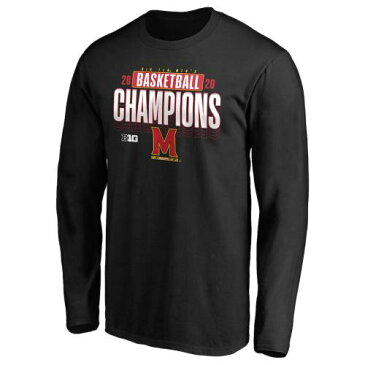 FANATICS BRANDED メリーランド メンズ バスケットボール スリーブ Tシャツ 黒 ブラック メンズファッション トップス カットソー 【 Maryland Terrapins 2020 Big Ten Mens Basketball Regular Season Champions Lo