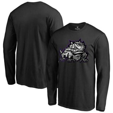 ファナティクス FANATICS BRANDED テキサスクリスチャン スリーブ Tシャツ 黒色 ブラック ホーンドフロッグス 長袖 【 SLEEVE FANATICS BRANDED MIDNIGHT MASCOT TSHIRT BLACK 】 メンズファッション トップ