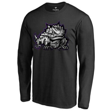ファナティクス FANATICS BRANDED テキサスクリスチャン スリーブ Tシャツ 黒色 ブラック ホーンドフロッグス 長袖 【 SLEEVE FANATICS BRANDED MIDNIGHT MASCOT TSHIRT BLACK 】 メンズファッション トップ