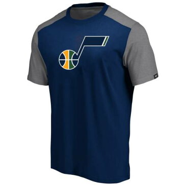 FANATICS BRANDED ユタ ジャズ Tシャツ 灰色 グレー グレイ 紺 ネイビー 【 GRAY NAVY FANATICS BRANDED UTAH JAZZ ICONIC BLOCKED TSHIRT HEATHERED 】 メンズファッション トップス Tシャツ カットソー