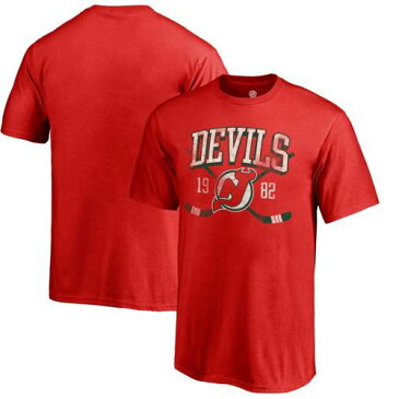 FANATICS BRANDED ジャージ 子供用 ビンテージ ヴィンテージ コレクション Tシャツ 赤 レッド 【 VINTAGE RED FANATICS BRANDED NEW JERSEY DEVILS YOUTH COLLECTION LINE SHIFT TSHIRT 】 キッズ ベビー マタニティ