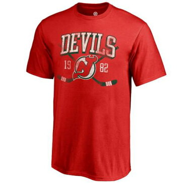 FANATICS BRANDED ジャージ 子供用 ビンテージ ヴィンテージ コレクション Tシャツ 赤 レッド 【 VINTAGE RED FANATICS BRANDED NEW JERSEY DEVILS YOUTH COLLECTION LINE SHIFT TSHIRT 】 キッズ ベビー マタニティ