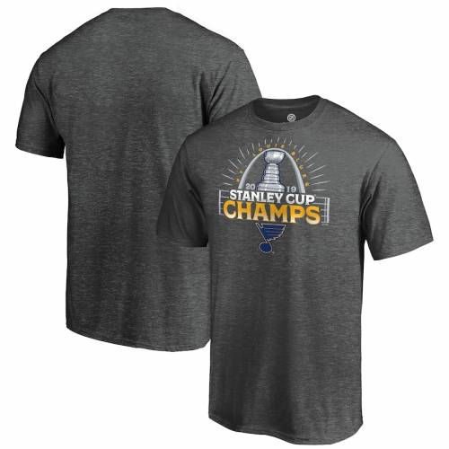 FANATICS BRANDED ブルース Tシャツ ヘザー チャコール ST. & 【 HEATHER FANATICS BRANDED LOUIS BLUES 2019 STANLEY CUP CHAMPIONS BIG TALL PARADE CELEBRATION TSHIRT CHARCOAL 】 メンズファッション トップス Tシャツ カ