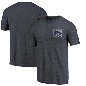 FANATICS BRANDED カレッジ Tシャツ 紺 ネイビー 【 NAVY FANATICS BRANDED NEW HAMPSHIRE WILDCATS COLLEGE VAULT LEFT CHEST DISTRESSED TRIBLEND TSHIRT 】 メンズファッション トップス Tシャツ カットソー