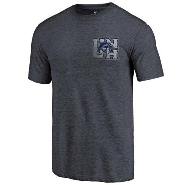 FANATICS BRANDED カレッジ Tシャツ 紺 ネイビー 【 NAVY FANATICS BRANDED NEW HAMPSHIRE WILDCATS COLLEGE VAULT LEFT CHEST DISTRESSED TRIBLEND TSHIRT 】 メンズファッション トップス Tシャツ カットソー