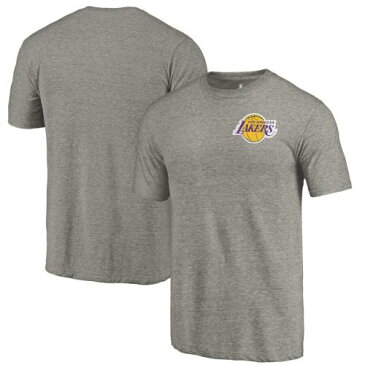 FANATICS BRANDED レイカーズ ロゴ Tシャツ 灰色 グレー グレイ 【 LAKERS GRAY FANATICS BRANDED LOS ANGELES PRIMARY LOGO LEFT CHEST DISTRESSED TRIBLEND TSHIRT 】 メンズファッション トップス Tシャツ カットソー