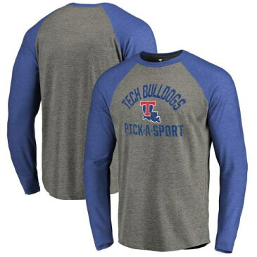 FANATICS BRANDED テック スリーブ ラグラン Tシャツ 灰色 グレー グレイ [CUSTOMIZED ITEM] 【 SLEEVE RAGLAN GRAY FANATICS BRANDED LOUISIANA TECH BULLDOGS DISTRESSED PICKASPORT LONG TRIBLEND TSHIRT HEATHERED 】 メンズファッ