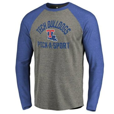 FANATICS BRANDED テック スリーブ ラグラン Tシャツ 灰色 グレー グレイ [CUSTOMIZED ITEM] 【 SLEEVE RAGLAN GRAY FANATICS BRANDED LOUISIANA TECH BULLDOGS DISTRESSED PICKASPORT LONG TRIBLEND TSHIRT HEATHERED 】 メンズファッ