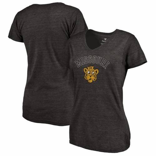 FANATICS BRANDED ミズーリ タイガース レディース ロゴ ブイネック Tシャツ 黒 ブラック WOMEN'S 【 BLACK FANATICS BRANDED MISSOURI TIGERS VAULT ARCH OVER LOGO TRIBLEND VNECK TSHIRT 】 レディースファッション ト