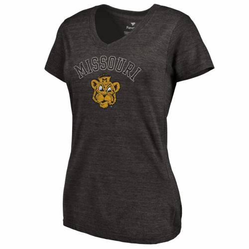 FANATICS BRANDED ミズーリ タイガース レディース ロゴ ブイネック Tシャツ 黒 ブラック WOMEN'S 【 BLACK FANATICS BRANDED MISSOURI TIGERS VAULT ARCH OVER LOGO TRIBLEND VNECK TSHIRT 】 レディースファッション ト