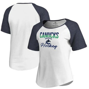ファナティクス FANATICS BRANDED バンクーバー カナックス レディース フリー ラグラン Tシャツ 白色 ホワイト 紺色 ネイビー WOMEN'S 【 FANATICS BRANDED FREE LINE RAGLAN SCOOP NECK TRIBLEND TSHIRT WHITE NAVY