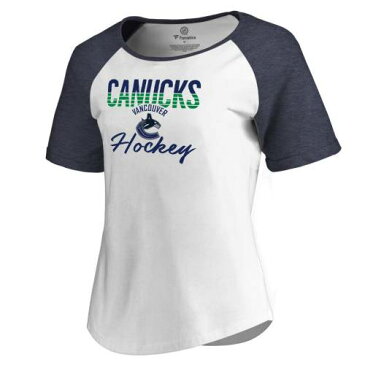 ファナティクス FANATICS BRANDED バンクーバー カナックス レディース フリー ラグラン Tシャツ 白色 ホワイト 紺色 ネイビー WOMEN'S 【 FANATICS BRANDED FREE LINE RAGLAN SCOOP NECK TRIBLEND TSHIRT WHITE NAVY